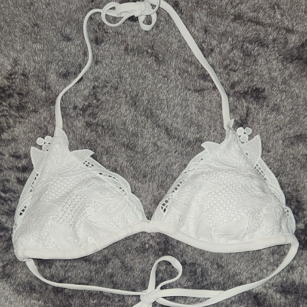 White Lace Triangle Bikini Top - Women's - Picture 4 of 8